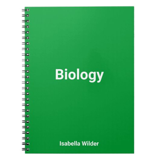 パーソナライズされたシンプル生物学/サイエンスグリーン ノートブック (正面)