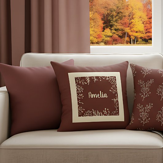 パーソナライズされたシンプル紅葉 クッション