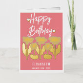 パーソナライズされたシンプル紫フローラ雌誕生日 箔グリーティングカード (正面)