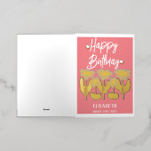 パーソナライズされたシンプル紫フローラ雌誕生日 箔グリーティングカード (外側レイダウン)