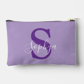パーソナライズされたシンプル紫モノグラム アクセサリーポーチ (裏面)
