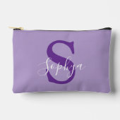 パーソナライズされたシンプル紫モノグラム アクセサリーポーチ (正面)