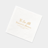 パーソナライズされたシンプル結婚タイポグラフィ 箔ナプキン (左)