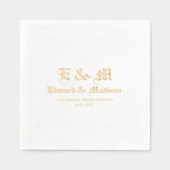 パーソナライズされたシンプル結婚タイポグラフィ 箔ナプキン (正面)