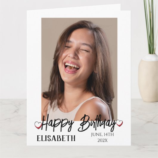 パーソナライズされたシンプル誕生日スタイリッシュおもしろい写真 カード (正面)