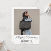 パーソナライズされたシンプル誕生日スタイリッシュおもしろい写真 カード (正面/裏面インサイチュ)