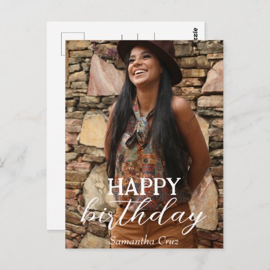 パーソナライズされたシンプル誕生日スタイリッシュおもしろい写真 ポストカード (正面/裏面)