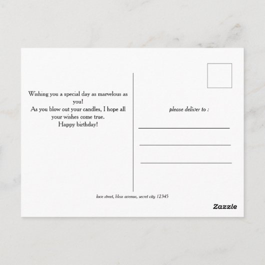 パーソナライズされたシンプル誕生日スタイリッシュおもしろい写真 ポストカード (裏面)