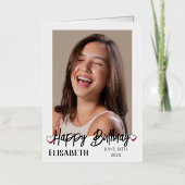 パーソナライズされたシンプル誕生日スタイリッシュおもしろい写真 箔グリーティングカード (正面)