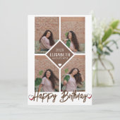 パーソナライズされたシンプル誕生日スタイリッシュコラージュ カード (スタンド正面)