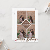 パーソナライズされたシンプル誕生日スタイリッシュコラージュ カード (正面/裏面インサイチュ)