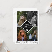 パーソナライズされたシンプル誕生日スタイリッシュコラージュ カード (正面/裏面インサイチュ)