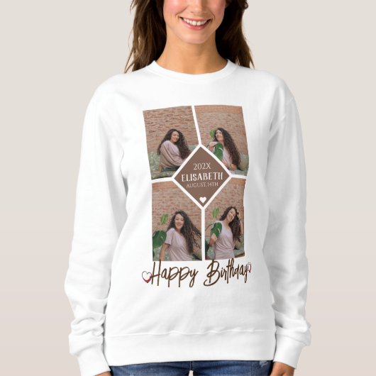 パーソナライズされたシンプル誕生日スタイリッシュコラージュ スウェットシャツ (正面)
