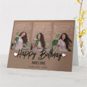 パーソナライズされたシンプル誕生日スタイリッシュ3枚 カード (黄色い花)