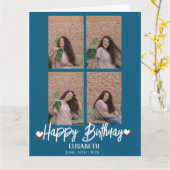 パーソナライズされたシンプル誕生日スタイリッシュ4枚 カード (黄色い花)