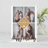 パーソナライズされたシンプル誕生日家族フォトコラージュ カード (スタンド正面)
