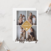 パーソナライズされたシンプル誕生日家族フォトコラージュ カード (正面/裏面インサイチュ)