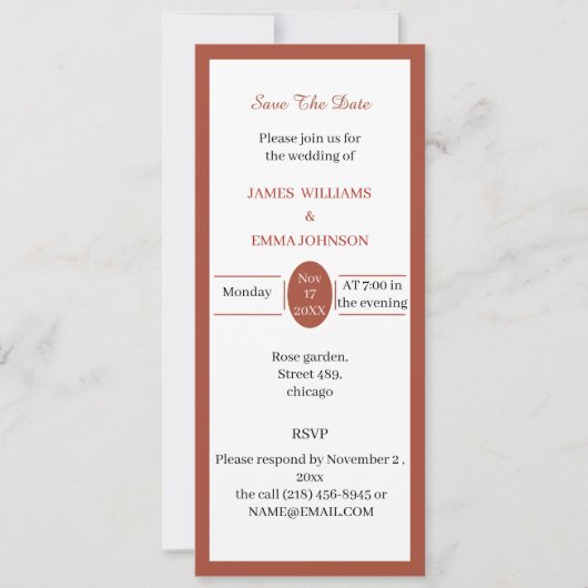 パーソナライズされたシンプルBrown日付の保存 招待状 (正面)