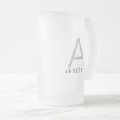 パーソナライズされたシンプルModogram Name フロストグラスビールジョッキ (正面右)