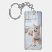 パーソナライズされたシンプルPet写真両面カスタム キーホルダー (正面左)