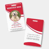 パーソナライズされたシンプルRed Service Dog Photo ID Badg バッジ (正面＆裏面)