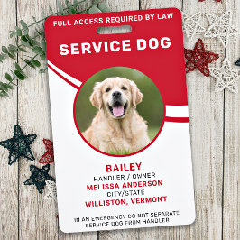 パーソナライズされたシンプルRed Service Dog Photo ID Badg バッジ