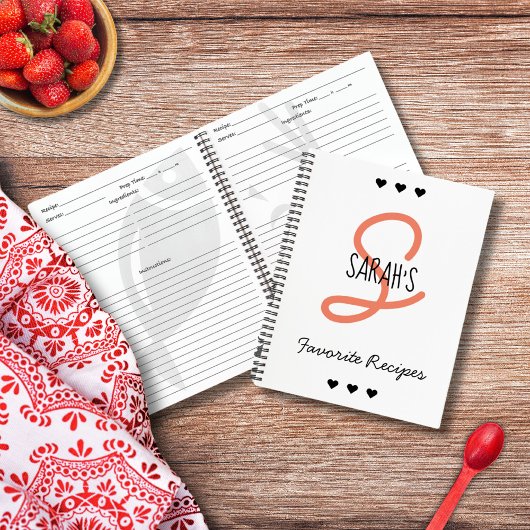 パーソナライズされたシンプルScriptモノグラムレシピ ノートブック