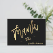 パーソナライズされたシンプルScript金ゴールドFlat Thank You サンキューカード (スタンド正面)