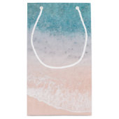 パーソナライズされたシーサイドビーチブルーシーサンドテンプレート スモールペーパーバッグ (裏面)