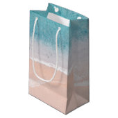 パーソナライズされたシーサイドビーチブルーシーサンドテンプレート スモールペーパーバッグ (正面アングル)