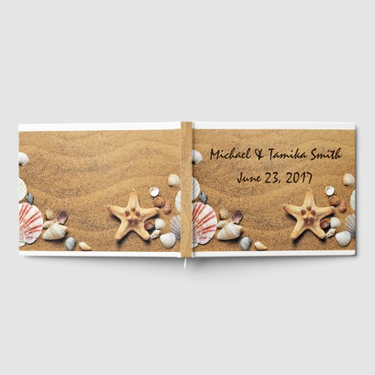 パーソナライズされたシーシェルビーチ結婚式 ゲストブック (全面)