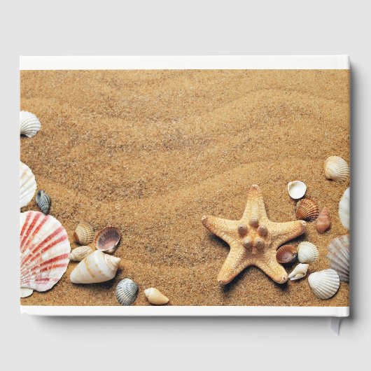 パーソナライズされたシーシェルビーチ結婚式 ゲストブック (裏面)