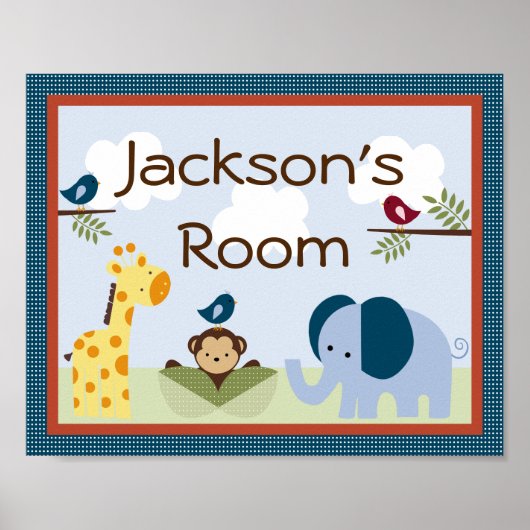 「パーソナライズされたジャングル123動物」ポスターアート ポスター (正面)