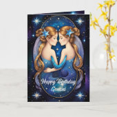 パーソナライズされたジュエリー ギャラクシー 十二星座 双子座 カード (黄色い花)