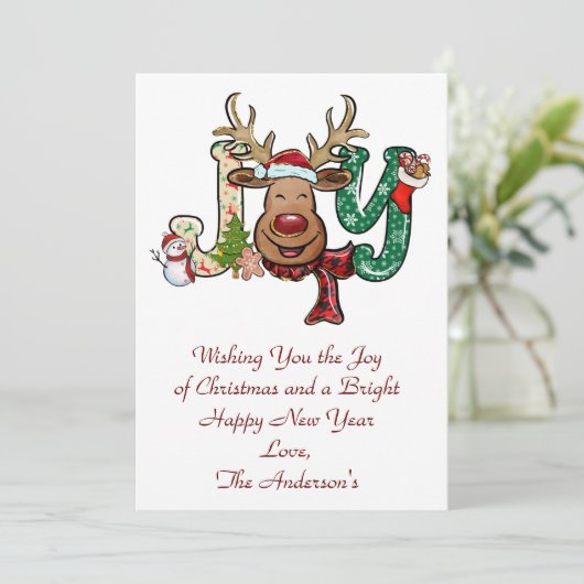 パーソナライズされたジョイトナリーホリデークリスマスカード シーズンカード (スタンド正面)