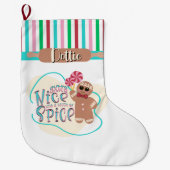 パーソナライズされたジンジャーブレッドマンストッキング ラージクリスマスストッキング (正面)