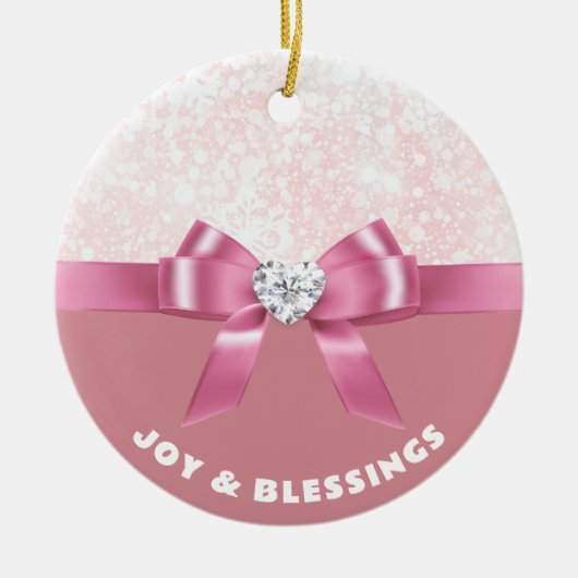 パーソナライズされたスきらめくノーフレークホリデーオーナメント セラミックオーナメント (正面)