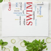 パーソナライズされたスイミングコーチ言葉で感謝 キッチンタオル (折り畳み)