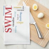 パーソナライズされたスイミングコーチ言葉で感謝 キッチンタオル (四つ折り)