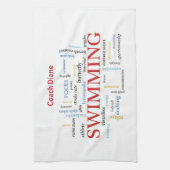 パーソナライズされたスイミングコーチ言葉で感謝 キッチンタオル (縦)