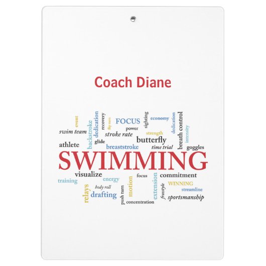 パーソナライズされたスイミングコーチ言葉で感謝 クリップボード (裏面)
