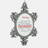 パーソナライズされたスイミングコーチ言葉で感謝 スノーフレークピューターオーナメント (左)