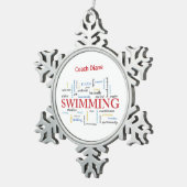 パーソナライズされたスイミングコーチ言葉で感謝 スノーフレークピューターオーナメント (右)