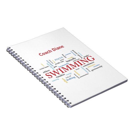 パーソナライズされたスイミングコーチ言葉で感謝 ノートブック (右側)