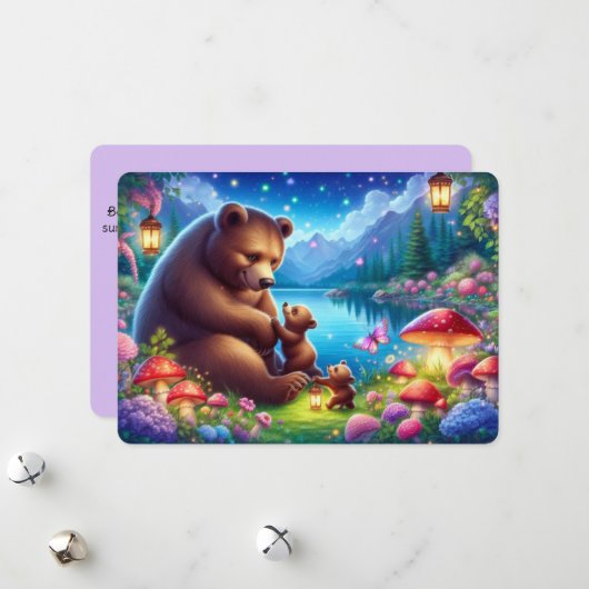 パーソナライズされたスイートベアファミリー母の日カード シーズンカード (正面/裏面インサイチュ)