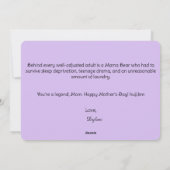 パーソナライズされたスイートベアファミリー母の日カード シーズンカード (裏面)