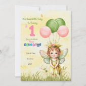 パーソナライズされたスウィートフェアリーのファーストバースデー招待状 招待状 (正面)