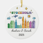 パーソナライズされたスウェーデンのスカイラインストックホルムオーナメント セラミックオーナメント (正面)