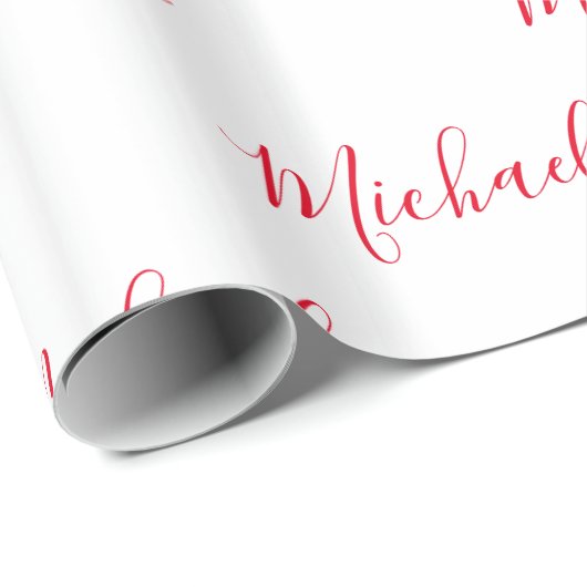 パーソナライズされたスエレガントクリプト名（赤） ラッピングペーパー (ロールコーナー)