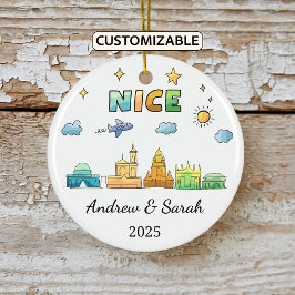 パーソナライズされたスカイラインニースオーナメント，フランス セラミックオーナメント